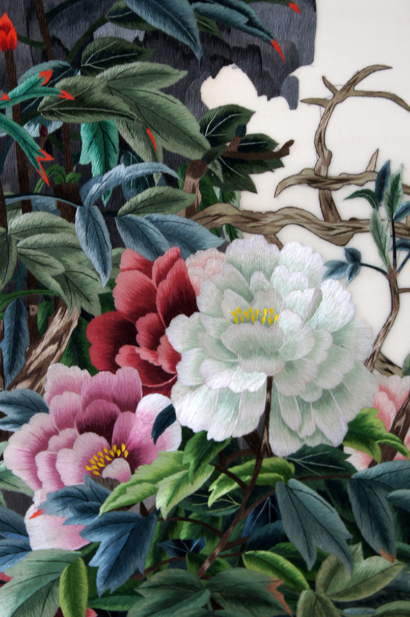 苏绣单面绣《富贵白头》刺绣