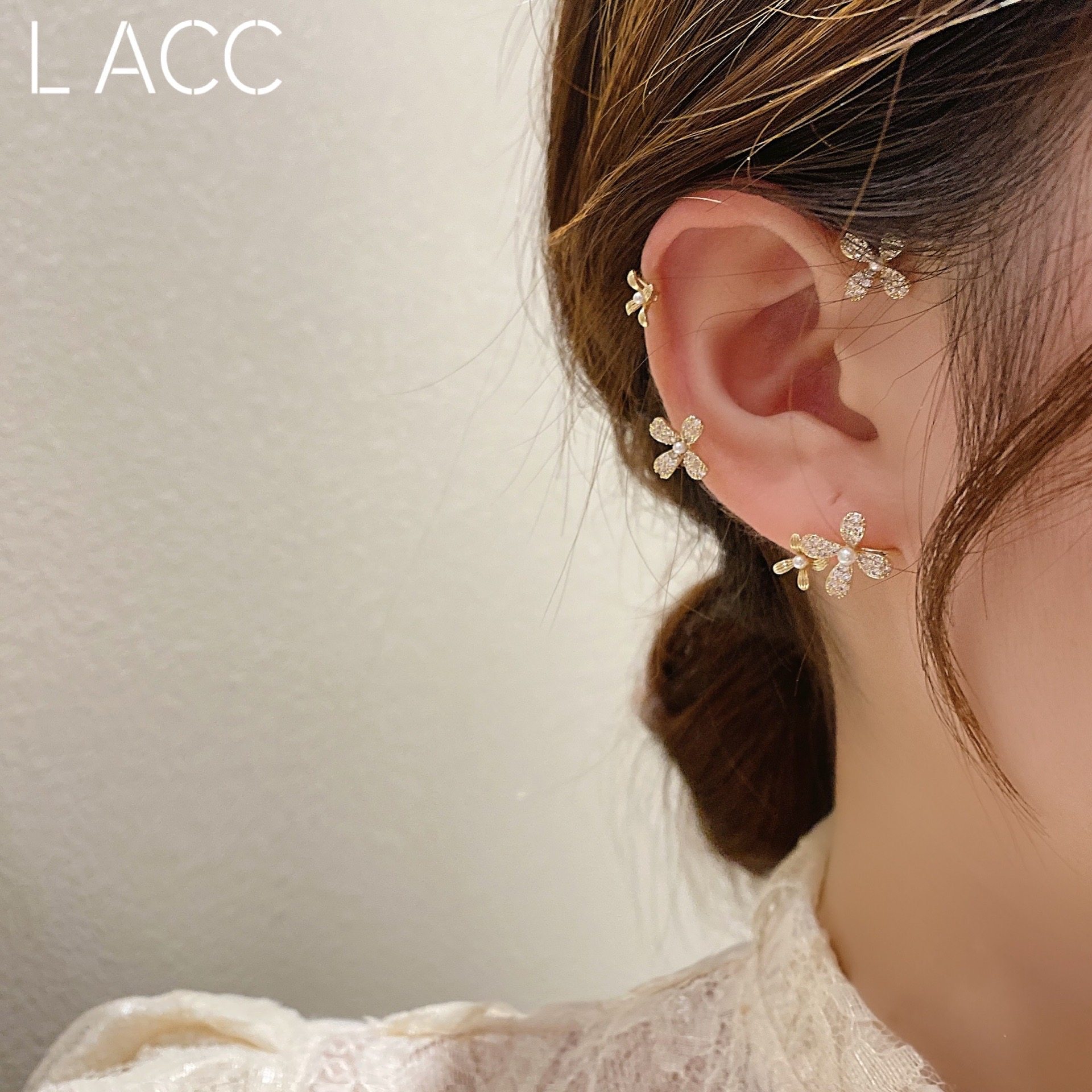 小花朵耳夹无耳洞女耳挂2022年新款潮人耳环高级感耳饰品无需耳洞