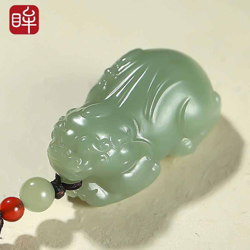 印象眸玉雕大师冀克正工作室作品天然和田玉貔貅吊坠立体玉石挂件