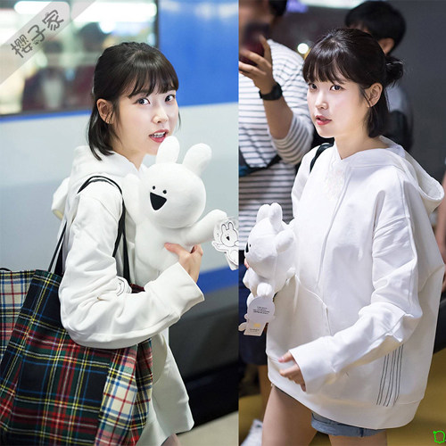 明星同款棒球服女冬_韩国明星iu李智恩同款卫衣韩版学生纯棉连帽卫衣