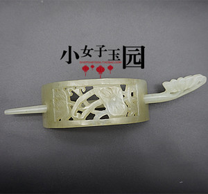 和田玉莲冠 发簪帽冠发冠手工镂空雕刻莲花冠男女款古风头饰玉冠