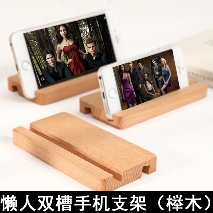 实木手机懒人支架桌面直播床头看电视多功能通用苹果iPad平板架子