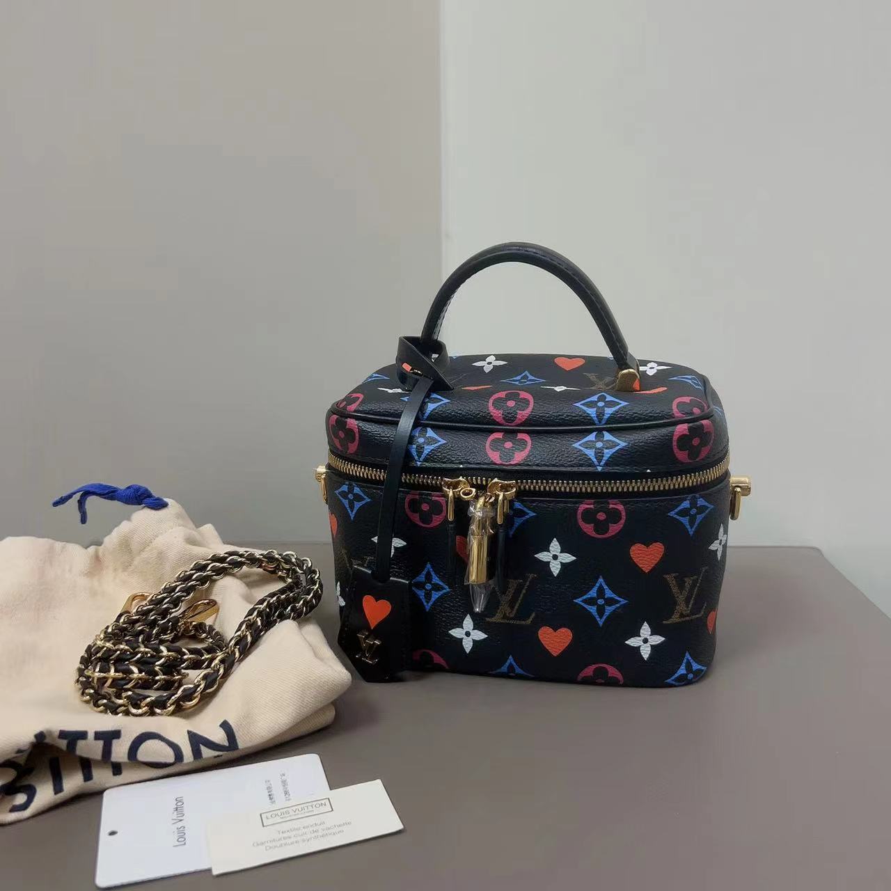 99新lv/路易威登 vanity印花化妆包盒子包彩色老花手提单肩斜挎包