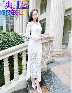 新款胖mm夜店性感蕾丝镂空透视连衣裙大码长裙定做打底裙300斤在类目 女装/女士精品, 大码女装中 - 来自Buy2taobao.com提供专业的淘宝代购服务