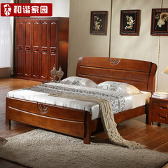 实木床 1.8米双人床 橡木床 实木床1.5米 气动高箱床 现代中式