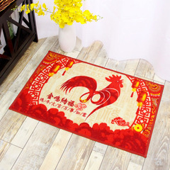 新年地垫 鸡年地垫过年地毯 中国中式传统门垫 节日喜庆红色毯
