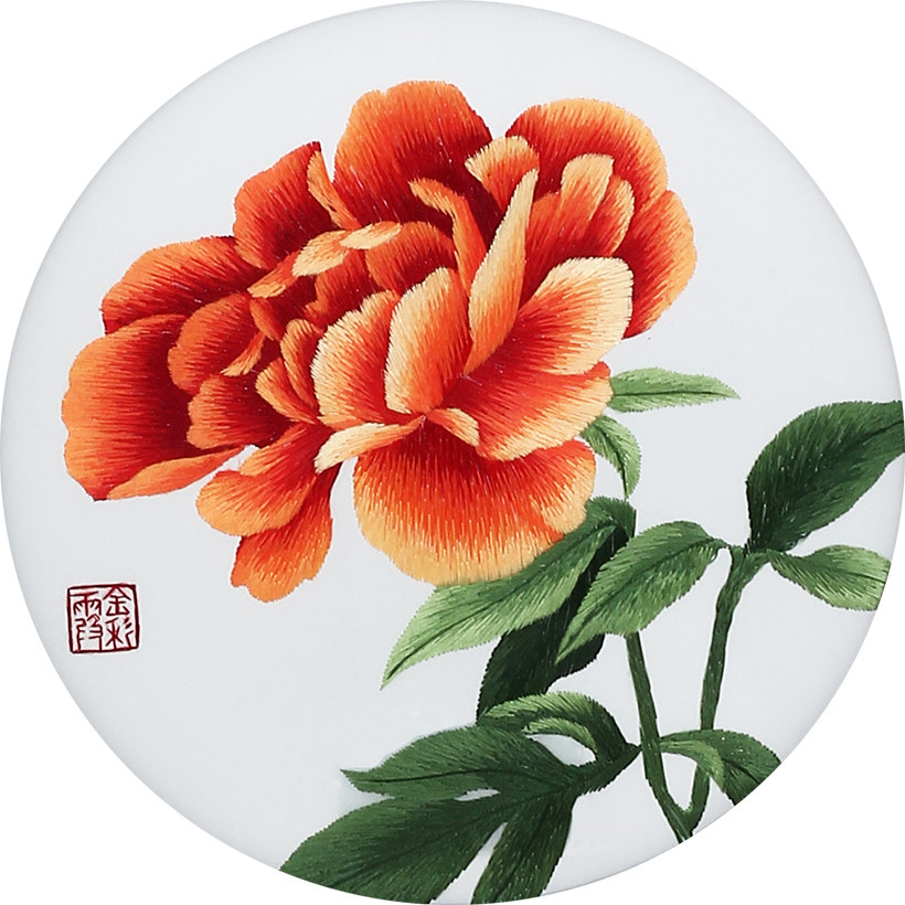 湘绣双面绣 芍药 国家非遗 手工刺绣摆件