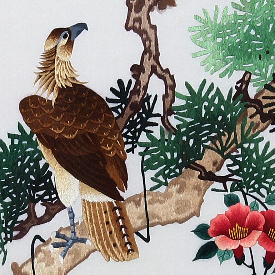 国家非遗 湘绣《花鸟四页条屏》 传统经典单面精品挂件