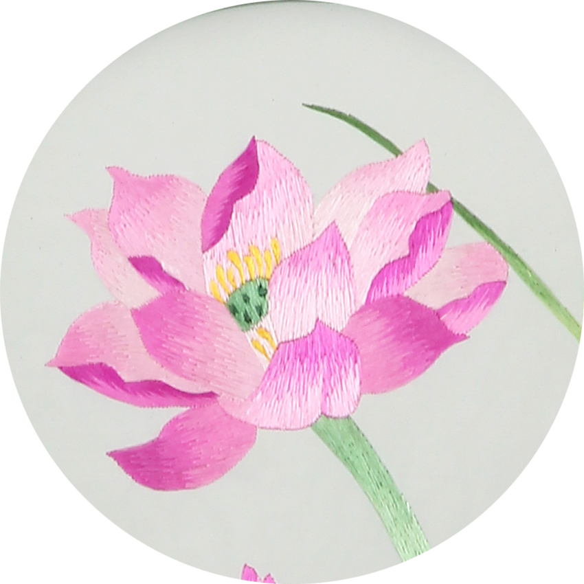 湘绣手工刺绣 双面绣精品摆件 荷花