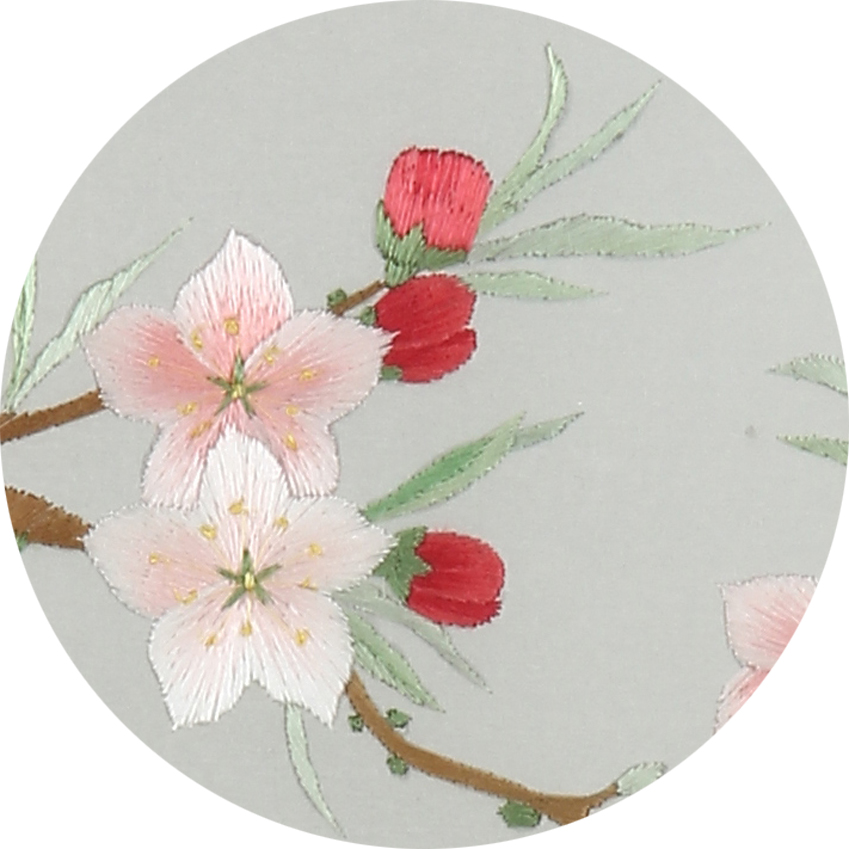 湘绣手工刺绣 双面绣精品摆件 桃花蝴蝶