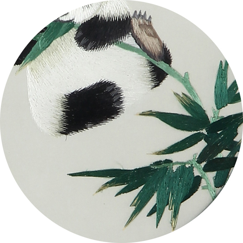 湘绣手工刺绣 双面绣精品摆件 熊猫