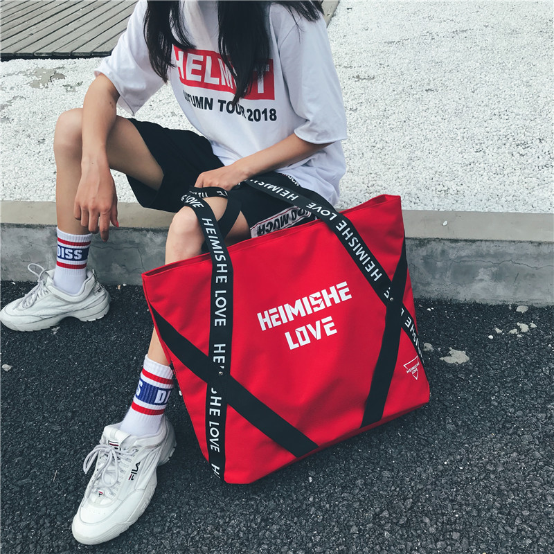2019 Harajuku Large canvas portable Shopping bag Super large capacity Gym bag Korean Edition leisure time Sports bagin the Leather/Lady bags/Men's bag, Ms. bags  category - from Buy2taobao.com to provide professional Taobao agent buy service