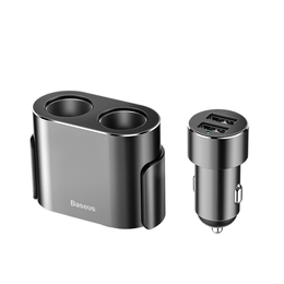 倍思车载充电器快充usb一拖二三点烟器转换插头闪充电头多功能80W