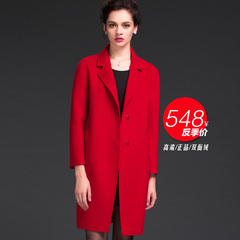 巴寶莉紅色羊絨大衣怎麼搭配 2020新款女士中長款雙面呢羊絨大衣韓版修身西裝領羊毛呢外套女裝 巴寶莉紅包