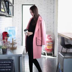 2016秋冬季新款韩版女装羊毛妮子大衣宽松加厚茧型毛呢外套中长款