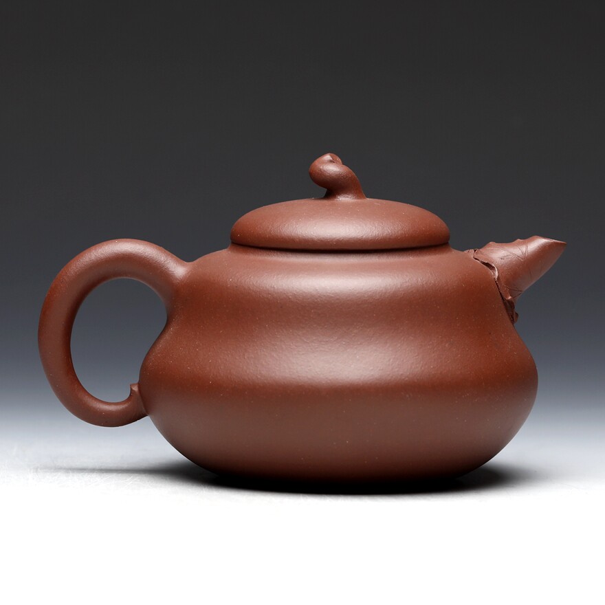 【即刻拍】工艺美术师 余立平 葫芦 350cc 清水泥 宜兴紫砂壶茶壶