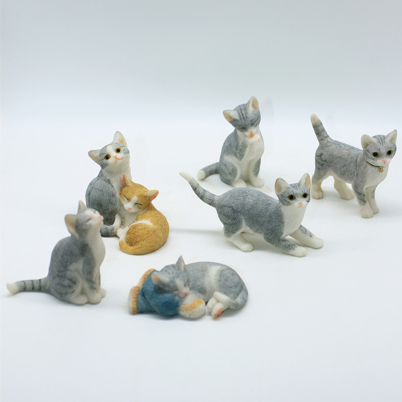 蓝色猫家居装饰品摆件创意礼物可爱礼品树脂动物小猫咪工艺品摆设