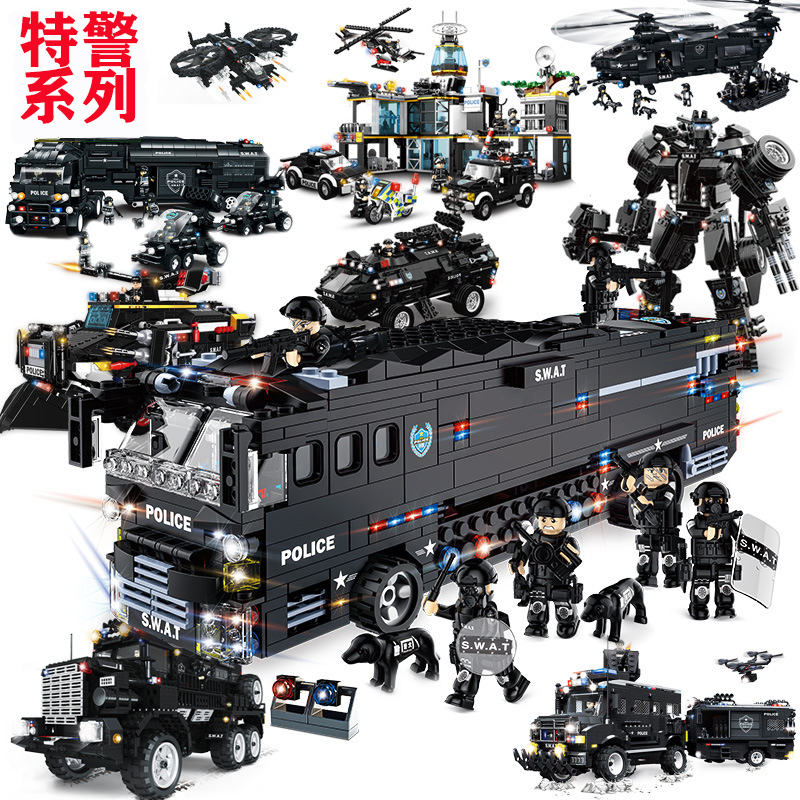 特警战队系列警察汽车积木8一12岁乐高高难度男孩子拼装玩具礼物6