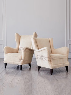 美式现代沙发椅灯芯绒奶油风休闲椅别墅客厅单人沙发设计师洽谈椅