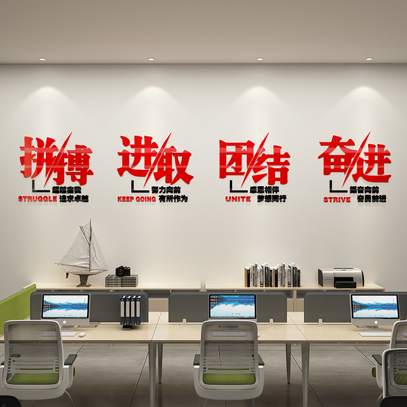 公司单位企业办公室文化墙面布置励志