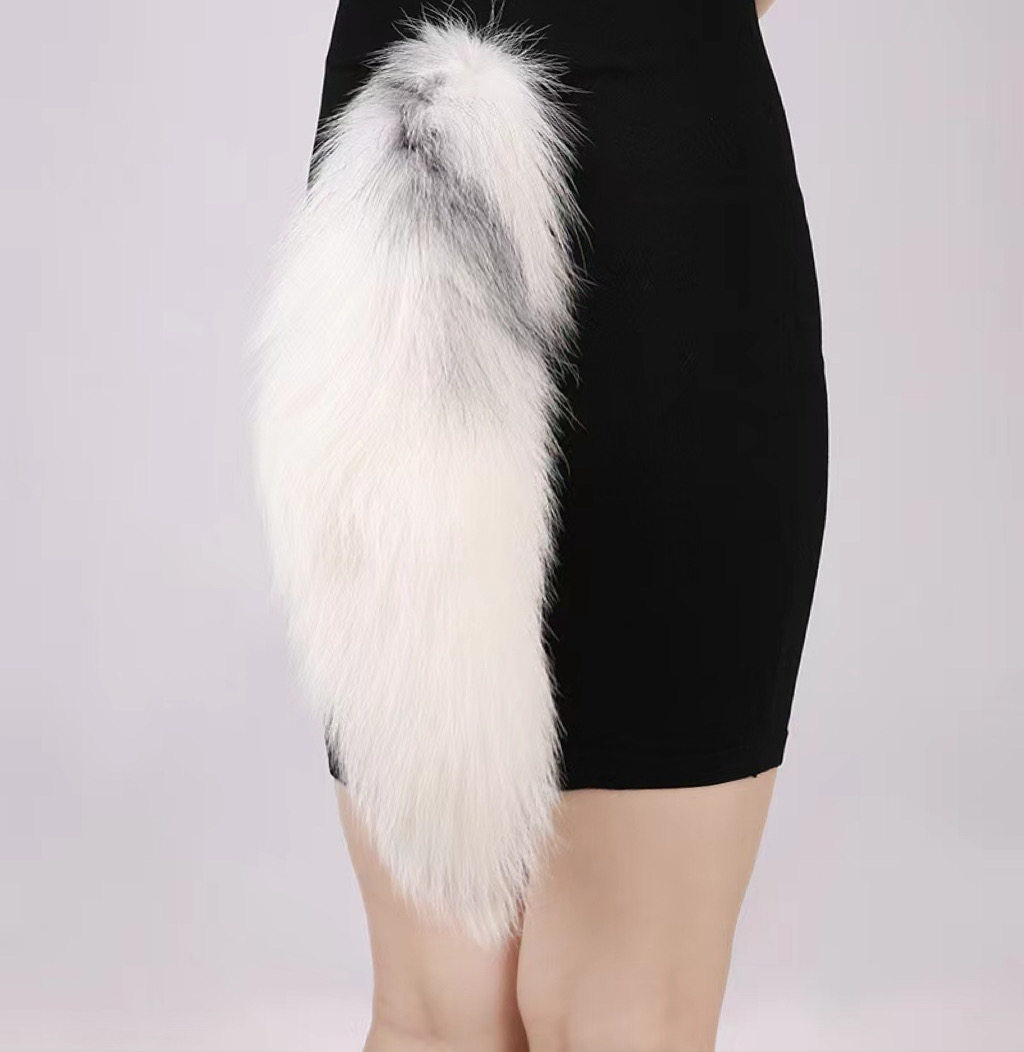 软!真毛绒cos猫咪绑带狐狸尾巴猫尾巴吸铁石性感萝莉