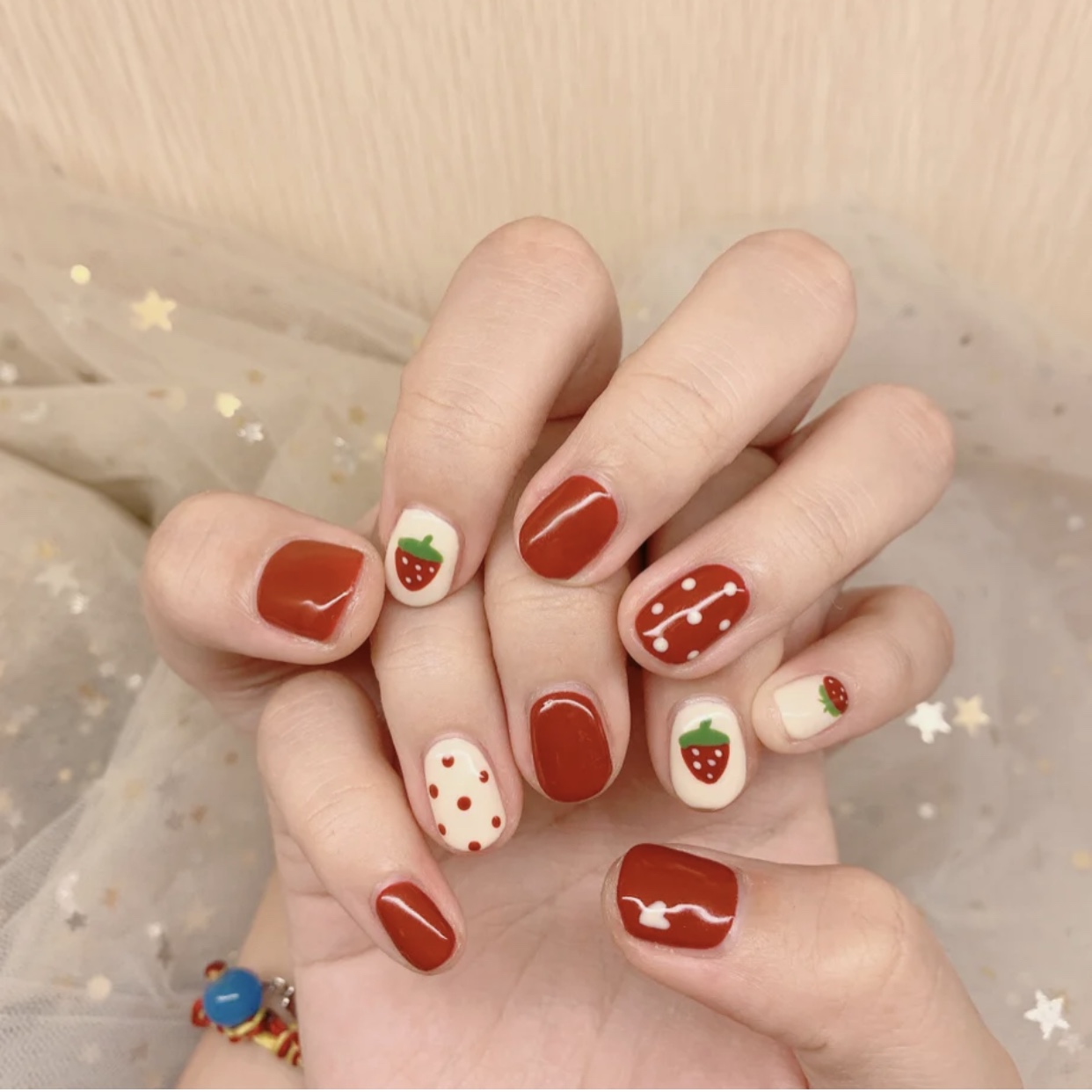 jiajianail手工定制甲片光疗穿戴孕妇假指甲可爱夏日草莓小清新