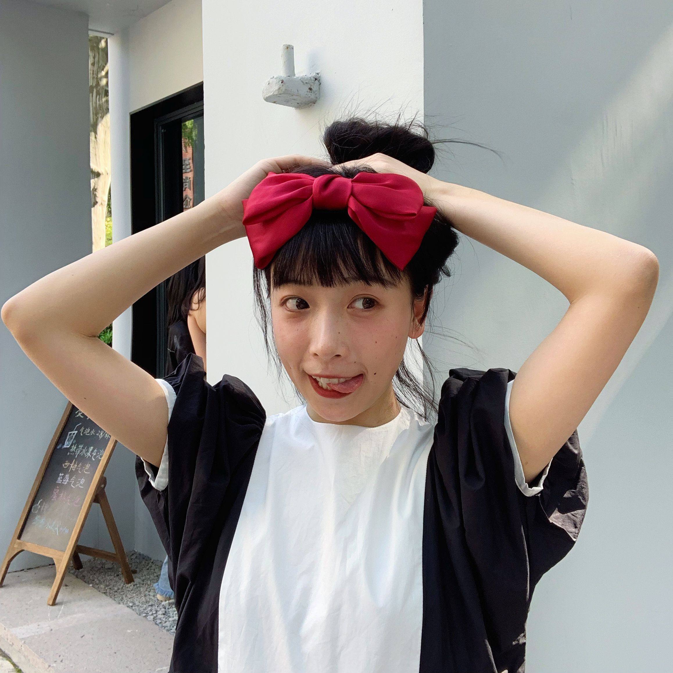 姚叔叔在逃公主chao大缎面蝴蝶结显脸小发箍日系少女发卡头箍女