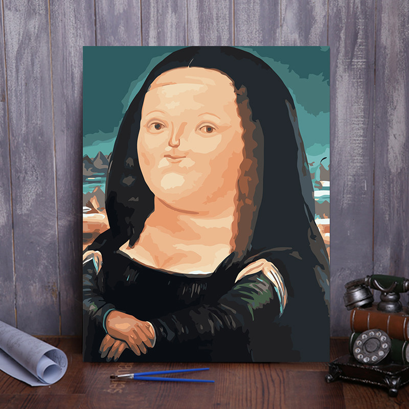 一折蒙娜丽莎画_diy数字油画手工绘客厅风景大幅名画达芬奇q版