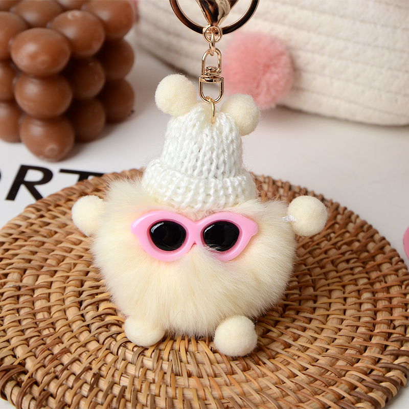 小煤球韩国ins网红獭兔毛球可爱精灵书包挂饰汽车钥匙扣手机挂件