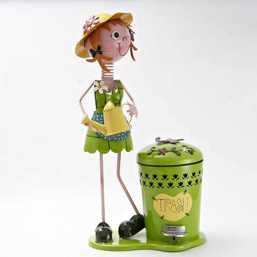 家居铁艺娃娃环保垃圾桶办公儿童房书房客厅公园林摆设价促销_不打折