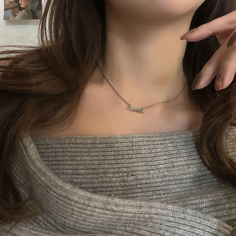 韩国东大门jadior字母项链女复古颈链简约锁骨链时尚气质毛衣链潮