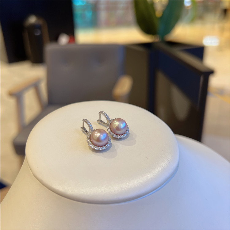 新款天然淡水珍珠耳环925纯银小众设计精致耳钉时尚气质百搭耳饰