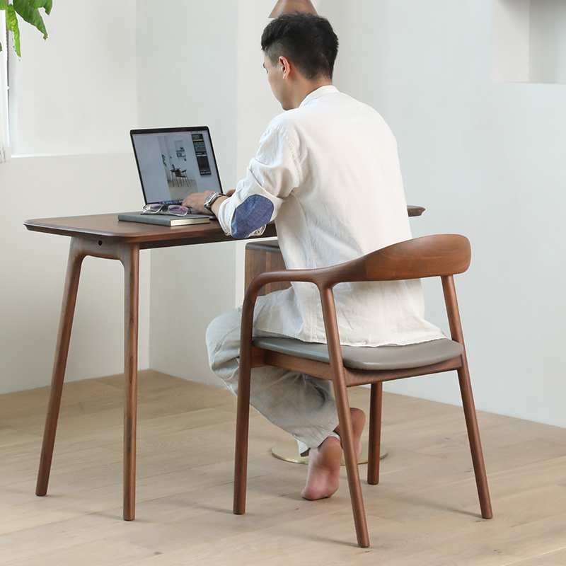 北美黑胡桃木书桌意式轻奢实木电脑桌