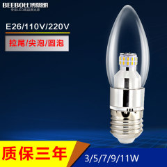 LED蜡烛灯泡 E26灯头 美国专用 110V 220V宽电压 尖泡拉尾圆泡