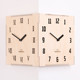 韩国进口两面钟表简约时尚客厅双面挂钟创意木质拐角时钟机芯静音