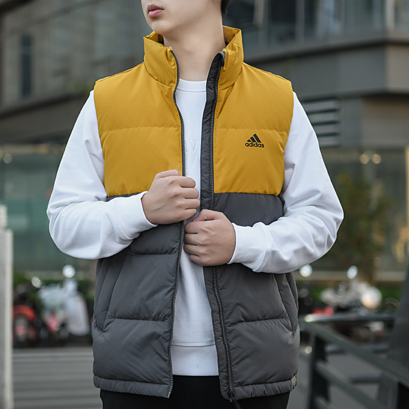 阿迪达斯羽绒背心男装2020秋冬季新品男子运动休闲保暖马甲ge9996