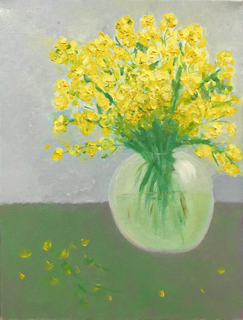 周洲《小花小品三幅》布面油画