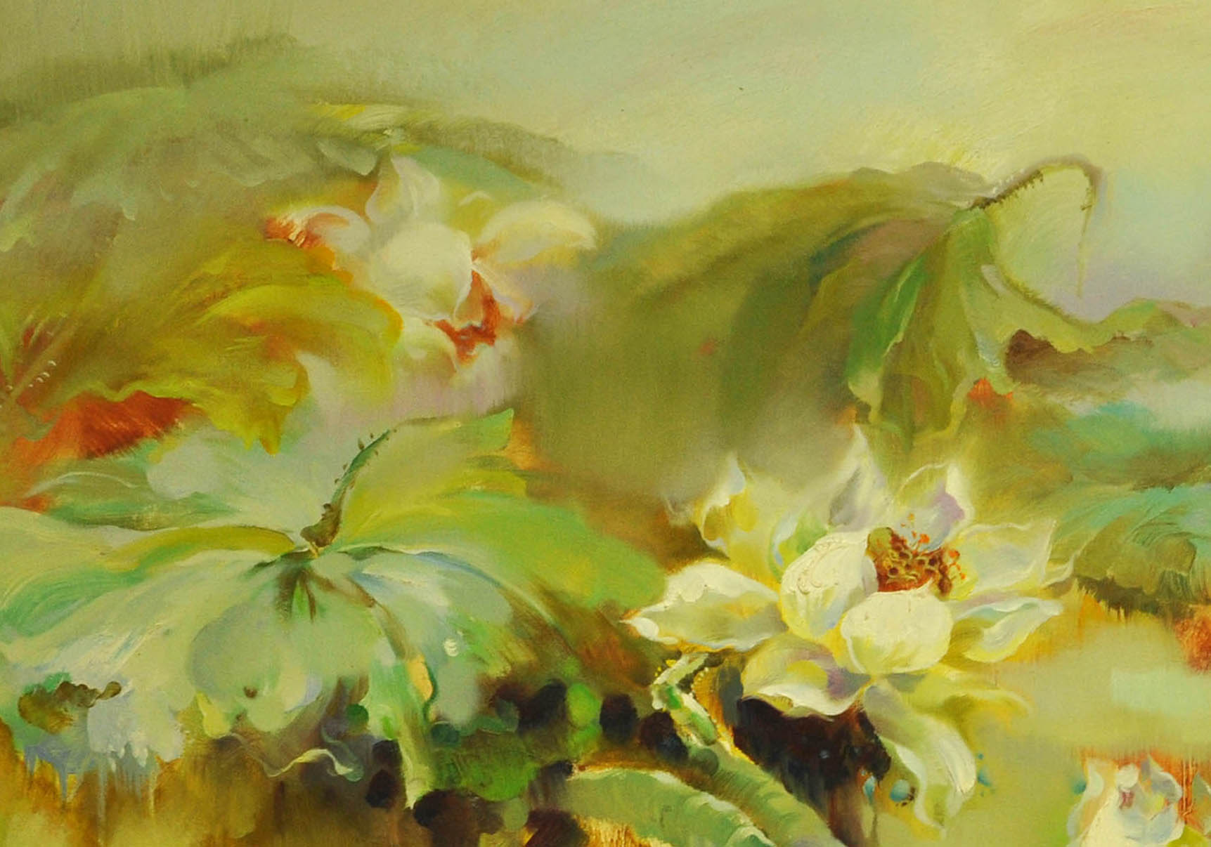 张林《荷风送香气》100*150cm 布面油画