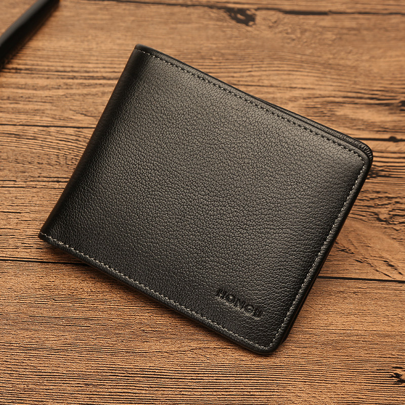 hongu正品个性头层牛皮休闲钱包