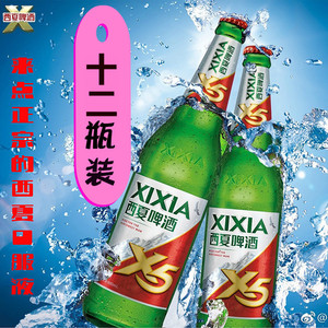 宁夏西夏啤酒夺命x5大红瓶12瓶装口服液叉五嘉士伯旗下京雪花熟黄