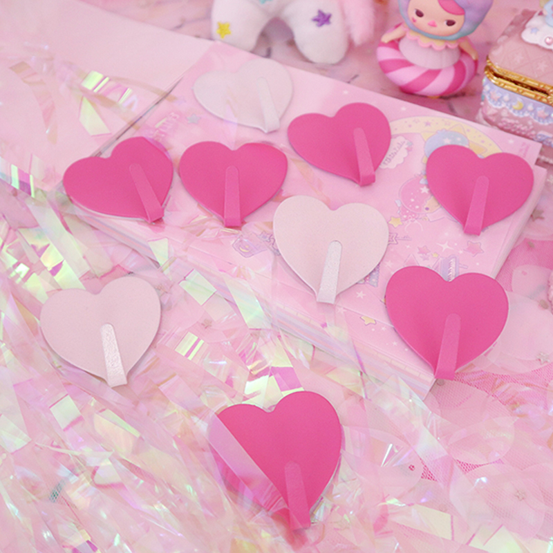 ins爱心粉色挂钩粘钩贴钩简约风格创意桃心免钉房间装饰钩装饰钩_9折