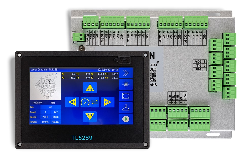 四头互移彩屏乾诚AWC708C PLUSC控制卡激光切割机雕刻机控制系统