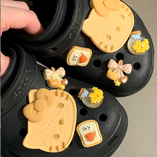 烤焦kitty洞洞鞋crocs鞋扣鞋花DIY可拆卸可爱潮流搭鞋面装饰饰品