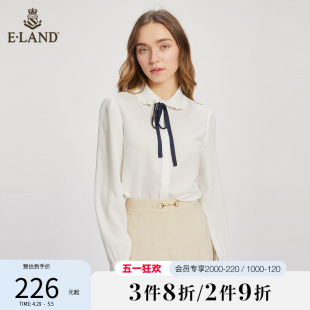 Eland衣恋娃娃领泡泡袖衬衫女气质上衣清新甜美风春夏新款