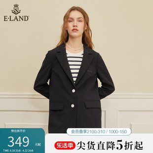 Eland衣恋优雅气质纯色系通勤西装外套女时尚上衣春秋款