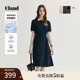 【sorona凉感】Eland衣恋连衣裙女翻领收腰A字中长裙夏季款