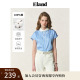 【100%棉】Eland衣恋衬衫女连肩袖卷边领口飘带短袖2025夏季新款