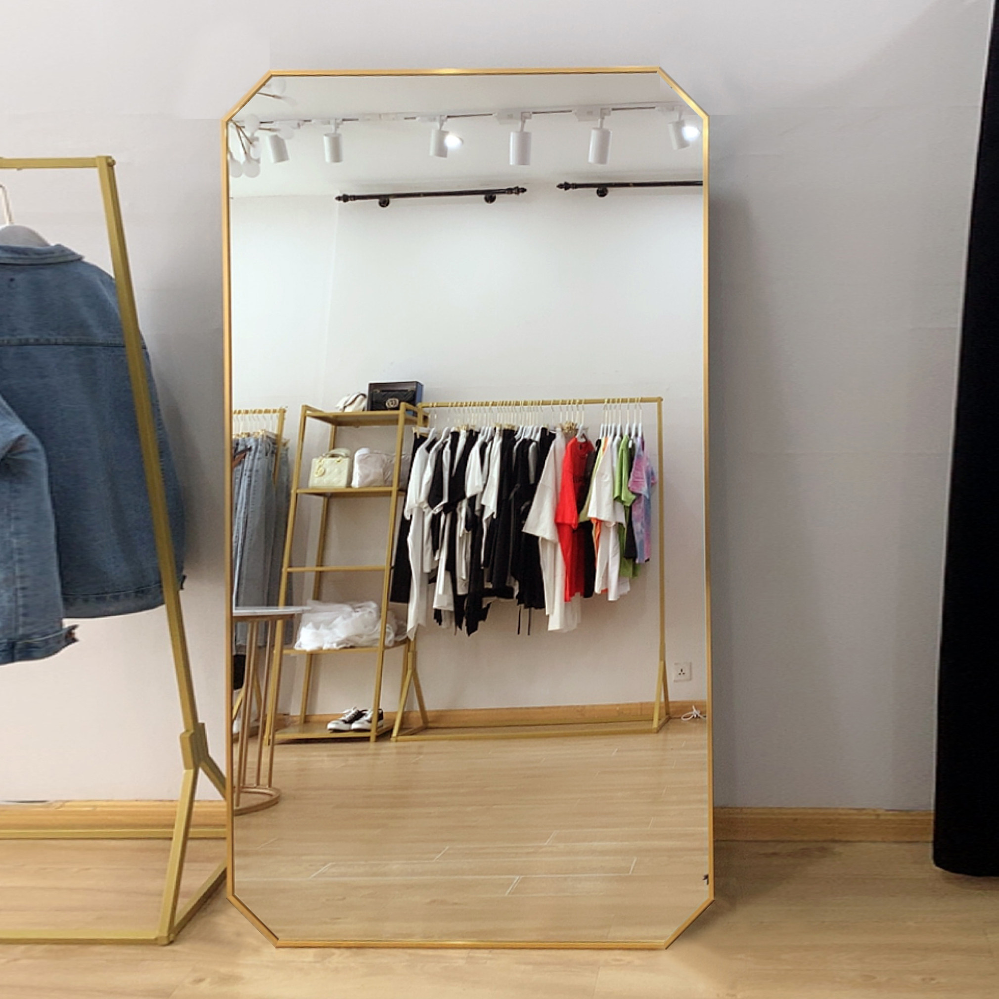 特价瘦身镜子全身 落地镜_ing简约穿衣镜服装店瘦身镜显瘦镜八角形