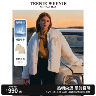 TeenieWeenie小熊秋冬棒球服仿羊羔绒两面穿外套保暖棉服女装