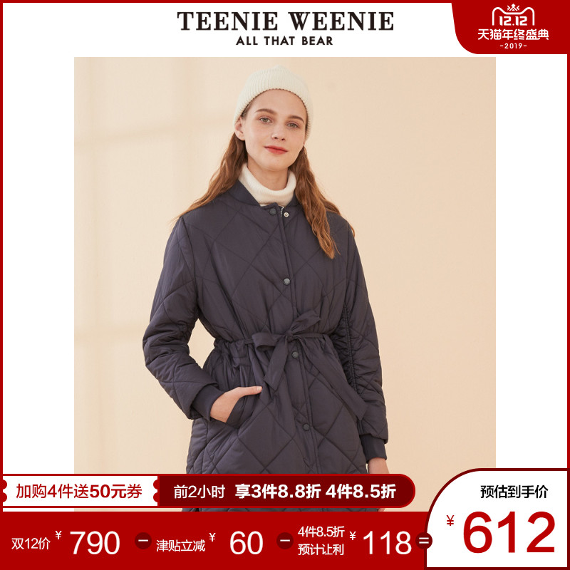 TeenieWeenie小熊棉服外套女2019新款冬季韩版宽松棉衣休闲中长款